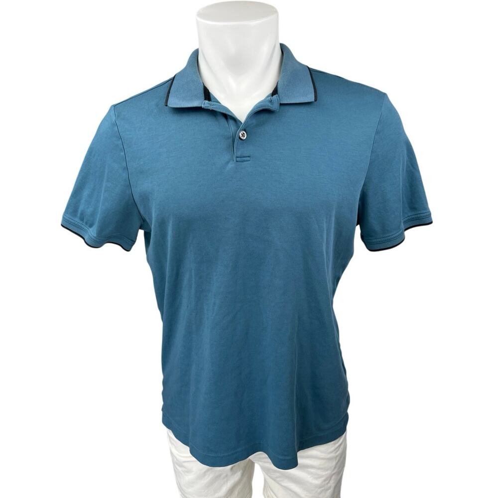 Banana Republic Luxury Touch Men's Blue Short Sleeve Collar Polo Shirt Top Sz L